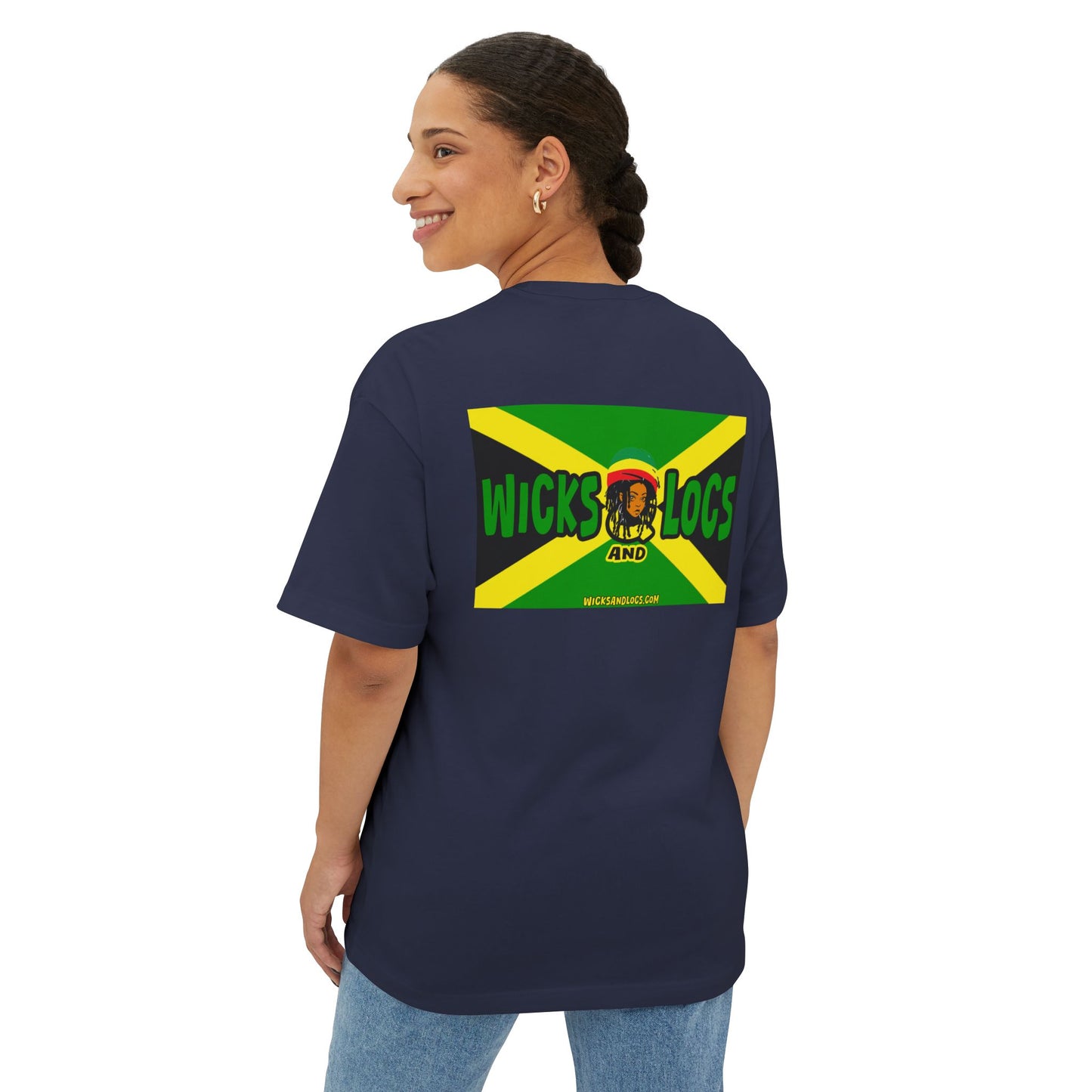 Unisex Oversized Boxy Tee - Couple’s Wicks Dreads T-Shirt , Love & Strength – African American Couple with Wicks Dreads, Celebrating Growth & Togetherness