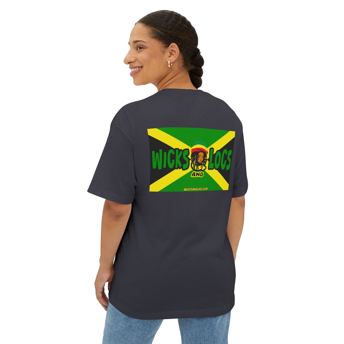 Unisex Oversized Boxy Tee - Couple’s Wicks Dreads T-Shirt , Love & Strength – African American Couple with Wicks Dreads, Celebrating Growth & Togetherness