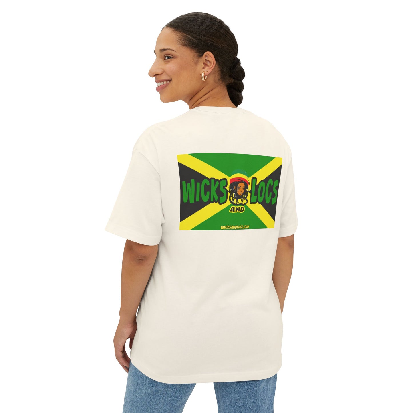 Unisex Oversized Boxy Tee - Couple’s Wicks Dreads T-Shirt , Love & Strength – African American Couple with Wicks Dreads, Celebrating Growth & Togetherness