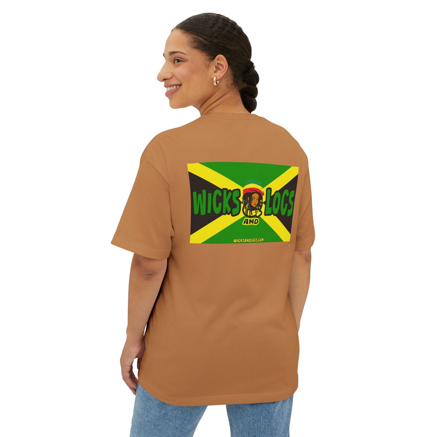 Unisex Oversized Boxy Tee - Couple’s Wicks Dreads T-Shirt , Love & Strength – African American Couple with Wicks Dreads, Celebrating Growth & Togetherness
