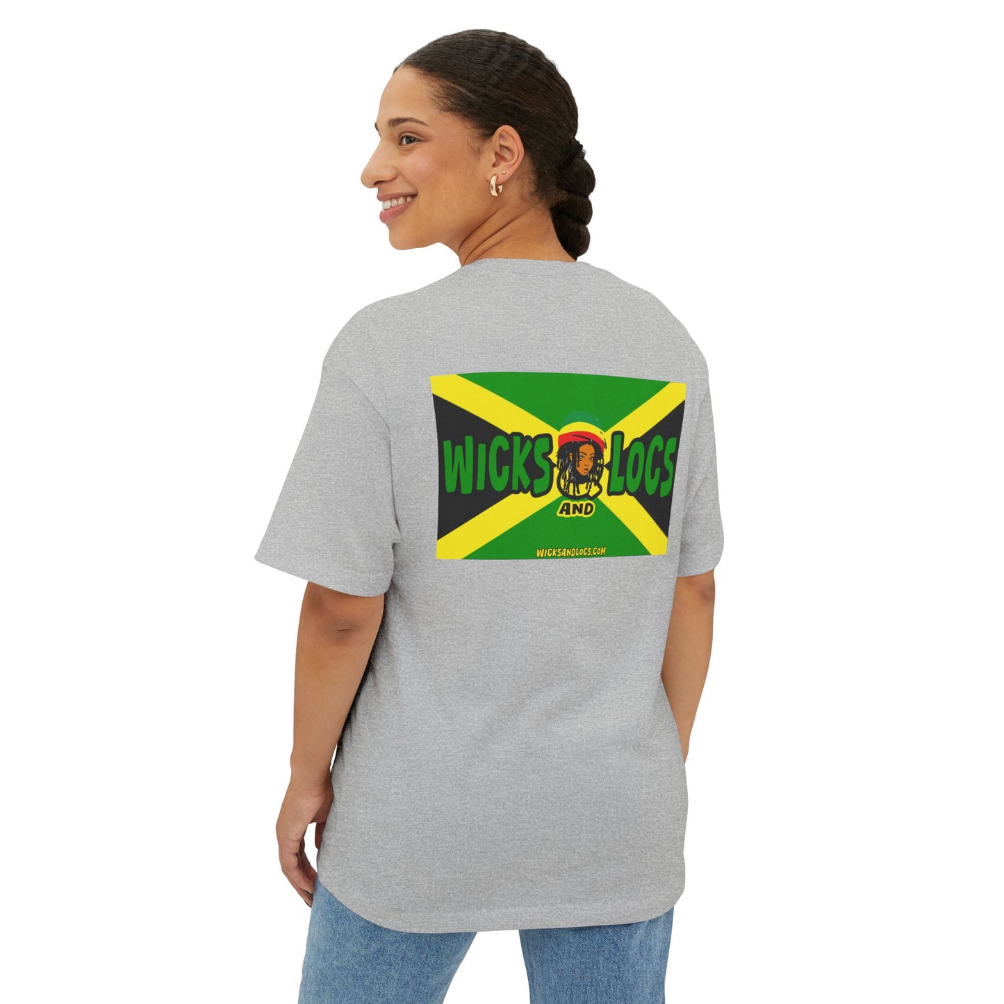 Unisex Oversized Boxy Tee - Couple’s Wicks Dreads T-Shirt , Love & Strength – African American Couple with Wicks Dreads, Celebrating Growth & Togetherness