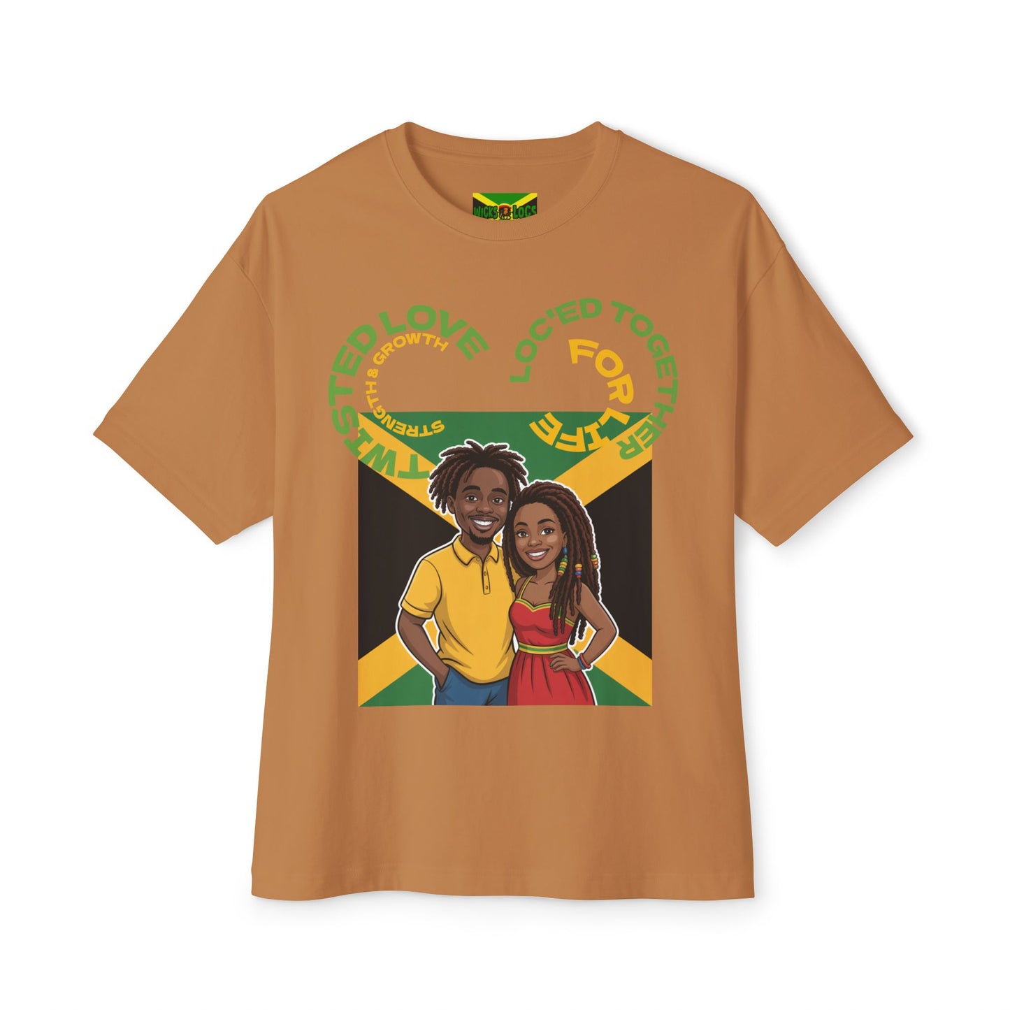 Unisex Oversized Boxy Tee - Couple’s Wicks Dreads T-Shirt , Love & Strength – African American Couple with Wicks Dreads, Celebrating Growth & Togetherness
