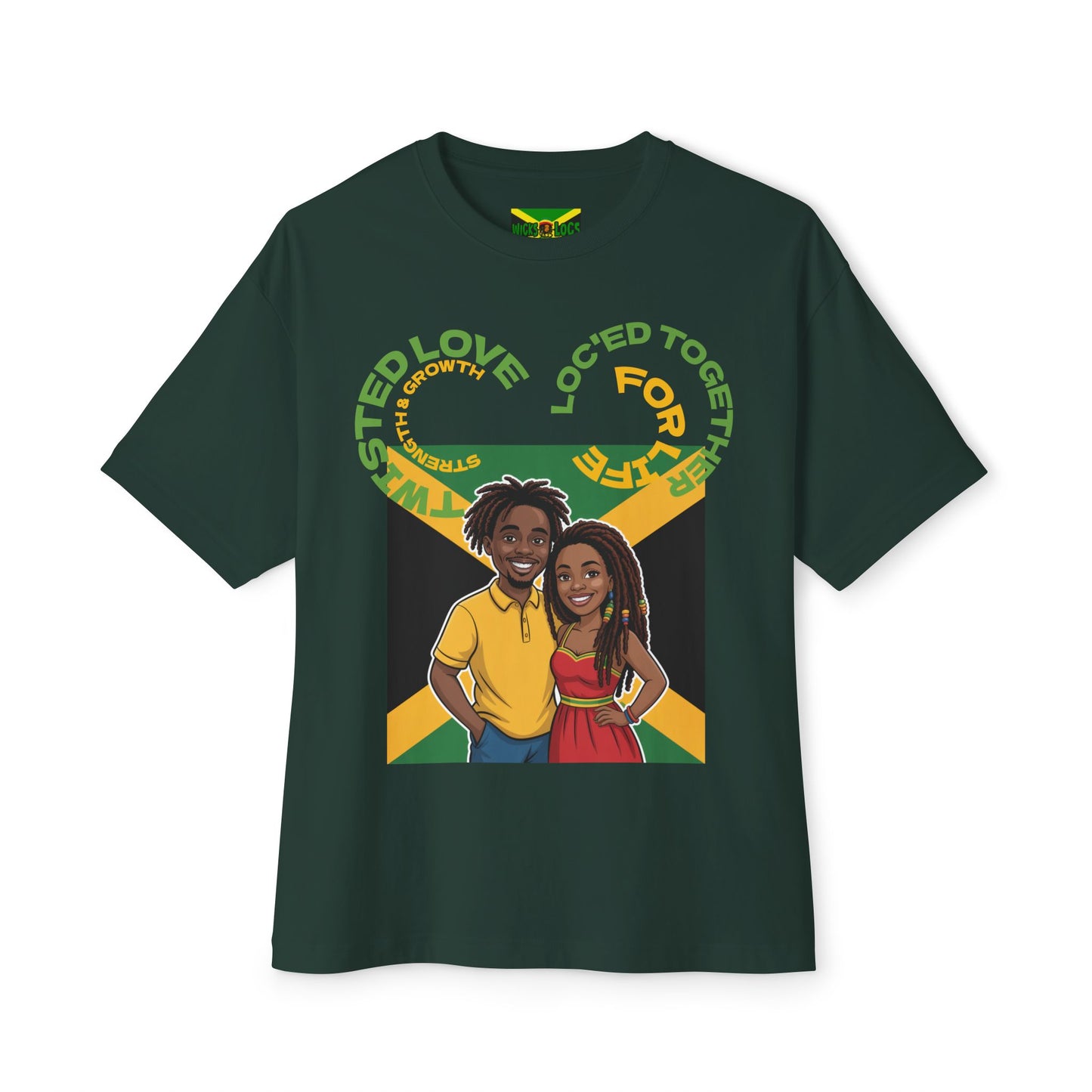 Unisex Oversized Boxy Tee - Couple’s Wicks Dreads T-Shirt , Love & Strength – African American Couple with Wicks Dreads, Celebrating Growth & Togetherness